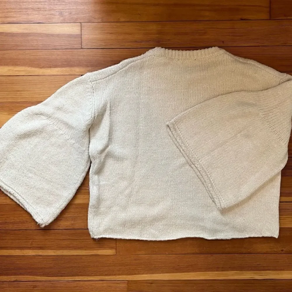 Zara Cream Bell Sleeve Chunky Sweater